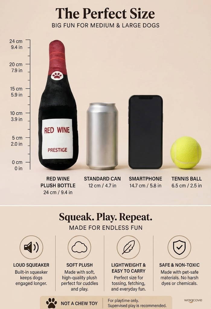 Bark & Bottle - Red Wine Bottle Squeaky Toy (24 cm)
